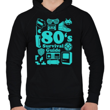 PRINTFASHION 80-as évek túlélő cuccai - Férfi kapucnis pulóver - Fekete férfi pulóver, kardigán