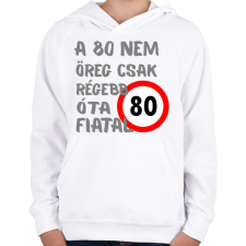 PRINTFASHION 80 éves szürke - Gyerek kapucnis pulóver - Fehér gyerek pulóver, kardigán