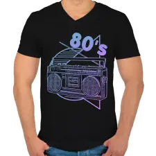 PRINTFASHION 80's - Férfi V-nyakú póló - Fekete férfi póló