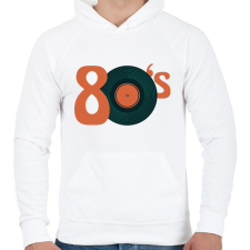 PRINTFASHION 80as évek - Férfi kapucnis pulóver - Fehér férfi pulóver, kardigán