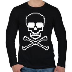 PRINTFASHION 8bit koponya - Férfi hosszú ujjú póló - Fekete