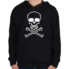 PRINTFASHION 8bit koponya - Gyerek kapucnis pulóver - Fekete gyerek pulóver, kardigán