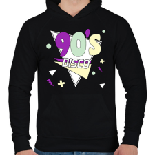 PRINTFASHION 90's disco - Férfi kapucnis pulóver - Fekete férfi pulóver, kardigán