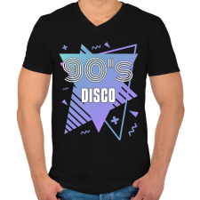 PRINTFASHION 90's disco - Férfi V-nyakú póló - Fekete férfi póló