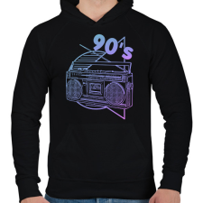 PRINTFASHION 90's - Férfi kapucnis pulóver - Fekete férfi pulóver, kardigán