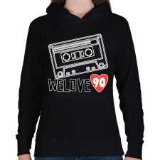 PRINTFASHION 90's - Női kapucnis pulóver - Fekete női pulóver, kardigán
