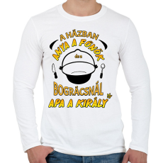 PRINTFASHION A bográcsnál apa a király - Férfi hosszú ujjú póló - Fehér