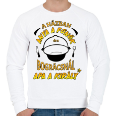 PRINTFASHION A bográcsnál apa a király - Férfi pulóver - Fehér