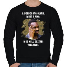 PRINTFASHION A boldogság olyan mint a fing - Férfi pulóver - Fekete