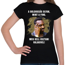 PRINTFASHION A boldogság olyan mint a fing - Női póló - Fekete női póló