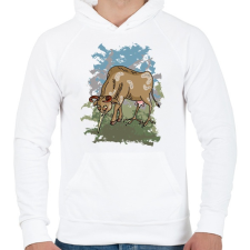 PRINTFASHION A bölöm tehén - Férfi kapucnis pulóver - Fehér férfi pulóver, kardigán