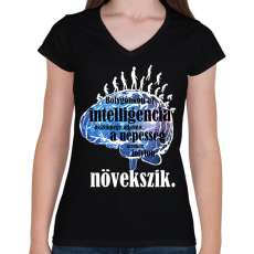 PRINTFASHION a bolygó és az intelligencia - Női V-nyakú póló - Fekete