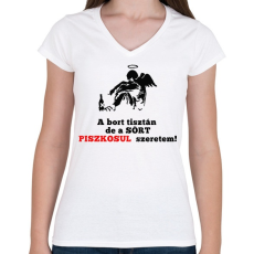 PRINTFASHION a bort tisztán - Női V-nyakú póló - Fehér