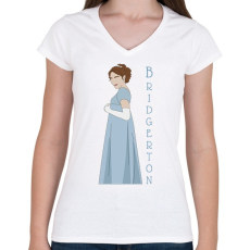 PRINTFASHION A Bridgerton család - Daphne - Női V-nyakú póló - Fehér