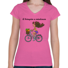 PRINTFASHION A bringám - Női V-nyakú póló - Rózsaszín