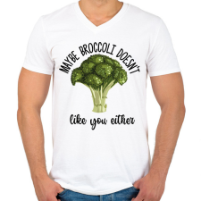 PRINTFASHION A brokkoli se szeret téged - Férfi V-nyakú póló - Fehér férfi póló