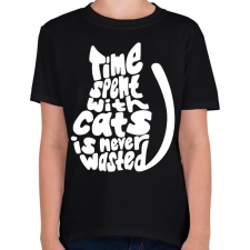 PRINTFASHION A cicákkal eltöltött idő - Gyerek póló - Fekete gyerek póló