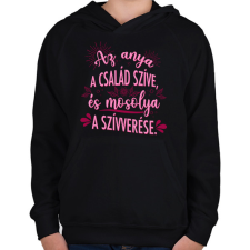 PRINTFASHION A család szíve - Gyerek kapucnis pulóver - Fekete gyerek pulóver, kardigán