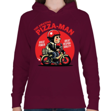 PRINTFASHION A csodálatos pizzafutár - Női kapucnis pulóver - Bordó