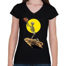 PRINTFASHION A csontok királya - Női V-nyakú póló - Fekete női póló