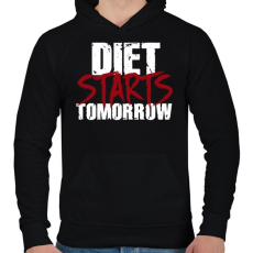 PRINTFASHION A diéta holnaptól kezdődik - Férfi kapucnis pulóver - Fekete