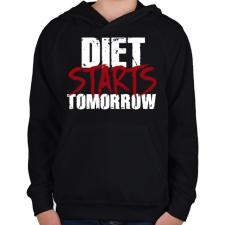 PRINTFASHION A diéta holnaptól kezdődik - Gyerek kapucnis pulóver - Fekete gyerek pulóver, kardigán
