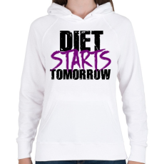 PRINTFASHION A diéta holnaptól kezdődik - Női kapucnis pulóver - Fehér