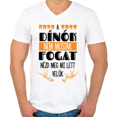 PRINTFASHION A dínók nem mostak fogat - Férfi V-nyakú póló - Fehér
