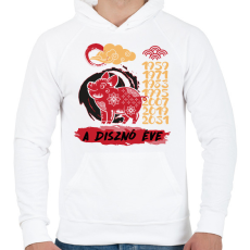 PRINTFASHION A disznó éve - Férfi kapucnis pulóver - Fehér