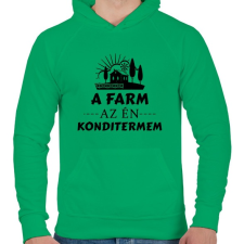 PRINTFASHION A farm az én konditermem - Férfi kapucnis pulóver - Zöld férfi pulóver, kardigán