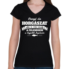 PRINTFASHION A feleségem a legjobb fogásom - Női V-nyakú póló - Fekete