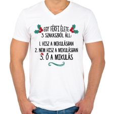 PRINTFASHION A férfi élete - Mikulás - Férfi V-nyakú póló - Fehér férfi póló