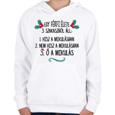 PRINTFASHION A férfi élete - Mikulás - Gyerek kapucnis pulóver - Fehér gyerek pulóver, kardigán