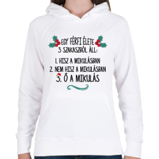 PRINTFASHION A férfi élete - Mikulás - Női kapucnis pulóver - Fehér