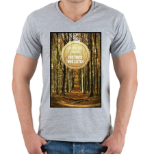 PRINTFASHION A föld zenéje - Férfi V-nyakú póló - Sport szürke férfi póló