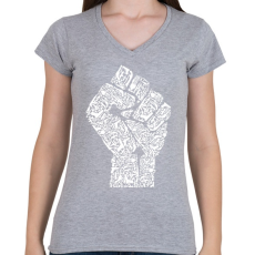 PRINTFASHION A forradalom keze - Női V-nyakú póló - Sport szürke