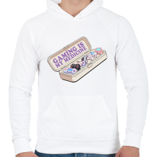 PRINTFASHION A gaming a gyógyszerem - Férfi kapucnis pulóver - Fehér férfi pulóver, kardigán