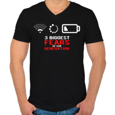 PRINTFASHION A generációnk legnagyobb félelmei - Férfi V-nyakú póló - Fekete férfi póló