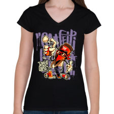 PRINTFASHION A graffiti nem bűncslekmény - Női V-nyakú póló - Fekete női póló