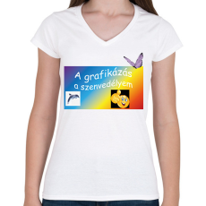 PRINTFASHION A grafikázás - Női V-nyakú póló - Fehér