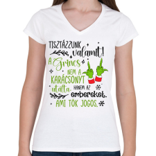PRINTFASHION A Grincs az embereket utálta - Női V-nyakú póló - Fehér női póló