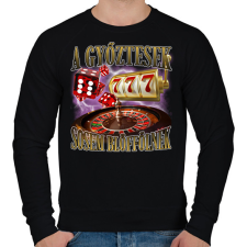 PRINTFASHION A győztesek sosem blöffölnek - Férfi pulóver - Fekete férfi pulóver, kardigán