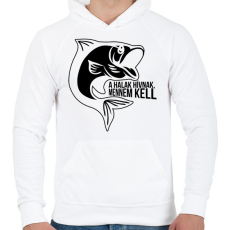 PRINTFASHION A halak hívnak - Férfi kapucnis pulóver - Fehér