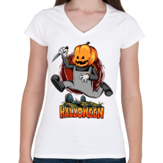 PRINTFASHION A halloweeni konyhakéses - Női V-nyakú póló - Fehér