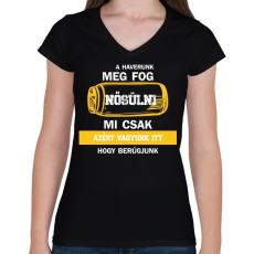 PRINTFASHION A haverunk meg fog nősülni - Fehér - Női V-nyakú póló - Fekete