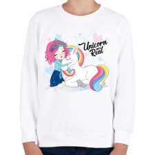 PRINTFASHION A hercegnő és az egyszarvú - Gyerek pulóver - Fehér gyerek pulóver, kardigán