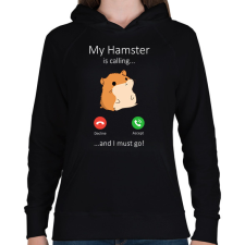 PRINTFASHION A hörcsögöm hív - Női kapucnis pulóver - Fekete női pulóver, kardigán