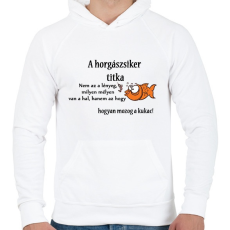 PRINTFASHION A horgászsiker titka - Férfi kapucnis pulóver - Fehér