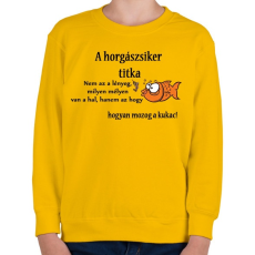 PRINTFASHION A horgászsiker titka - Gyerek pulóver - Sárga