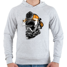 PRINTFASHION A hős maszkos - tűzoltó - Férfi kapucnis pulóver - Sport szürke férfi pulóver, kardigán
